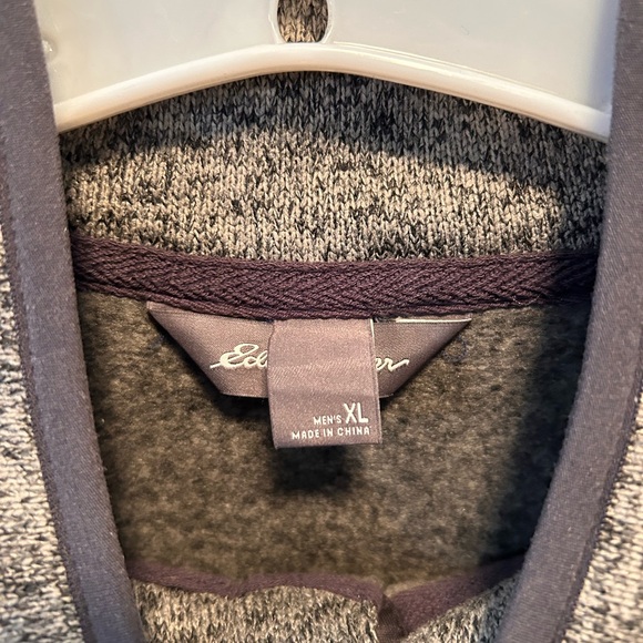 Eddie Bauer Mens Radiator Fleece Pullover Sweater Snap Front Gray XL Long Sleeve - Picture 2 of 8
